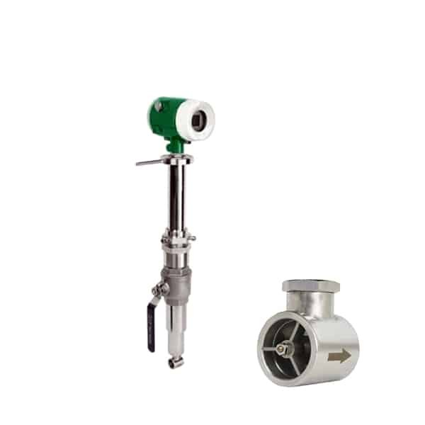 Insertion turbine flow meter, probe with tangential impeller for a large pipe