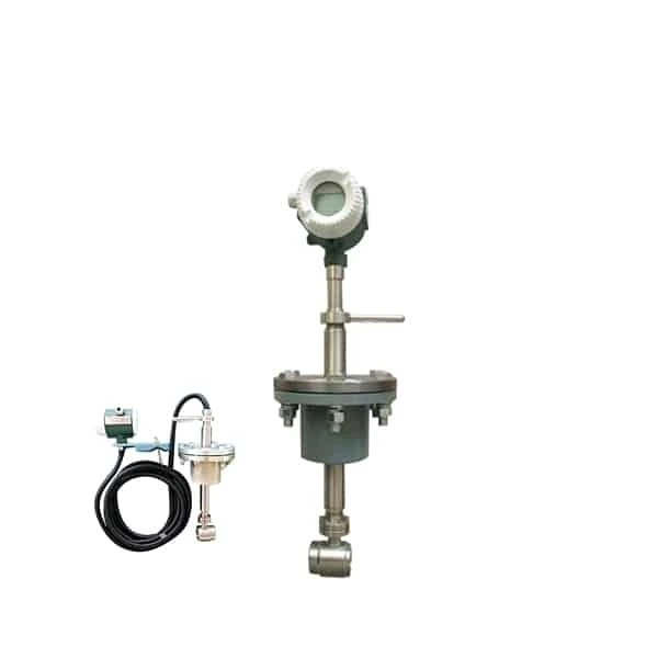 Insertion vortex flow meter, probe with ball valve and flange mount and LCD head