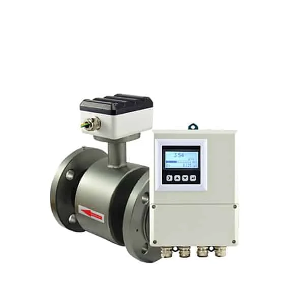 Remote split magnetic sewage flow meter, submersible sensor and remote converter