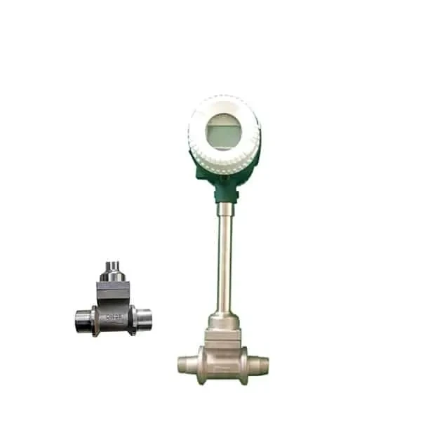 Threaded vortex nitrogen gas flow meter, small-bore body and LCD head