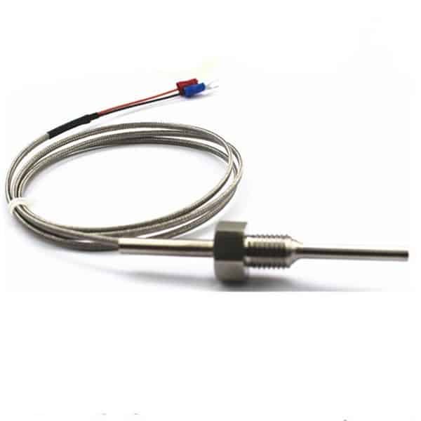 Armored Type K thermocouple with braided sheath and threaded process fitting