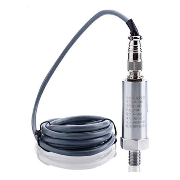 2-wire industrial pressure transmitter with a stainless steel sealed aviation plug connector and shielded signal cable